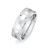 14k White Gold Custom Made 75 Mm Comfort Fit Flat Wedding Band W Brushed Satin Stripes Size O
