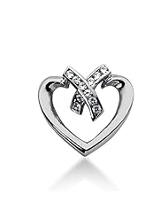14K Gold Channel set Diamond Heart Pendant (0.22 cttw, F - G Color, SI2 Clarity)