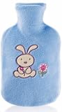 Fashy Child LIGHT BLUE Fleece Covered Hot Water Bottle - Made in Germany