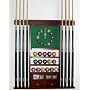8 Pool Cue Stick Billiard Ball Wall Rack With Clock Mahogany Finish