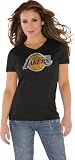 Los Angeles Lakers Black Women's Primary Logo Tri Blend V Neck T-Shirt- by Alyssa Milano