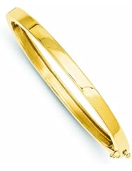 14K Gold 5.3mm Polished Solid Hinged Bangle Bracelet