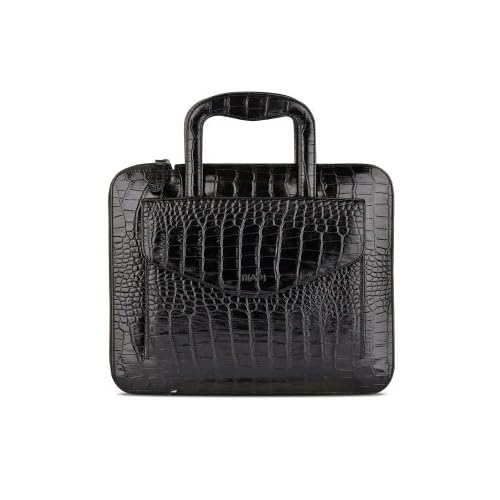 MAPi Cases Sia for iPad (2nd, 3rd, & 4th Gen) - Portfolio Style Croco Leather Handbag, with recessed handles, Croco Black