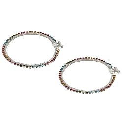 Silver Ankle Bracelet Tiger's Eye Jewelry 9.5 inches (ganklt055)