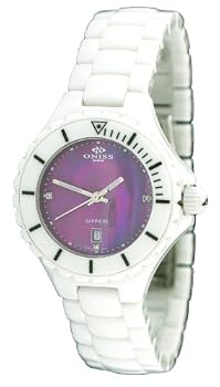 Oniss #ON8011-L76 Women's Ligaro Collection White Ceramic Watch
