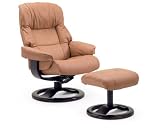 Fjords Loen Recliner Model 855, Large, Cappucino Nordic Leather, Walnut Base - Fully Assembled