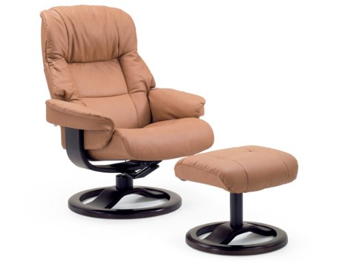 Fjords Loen Recliner Model 855, Large, Cappucino Nordic Leather, Walnut Base - Fully Assembled