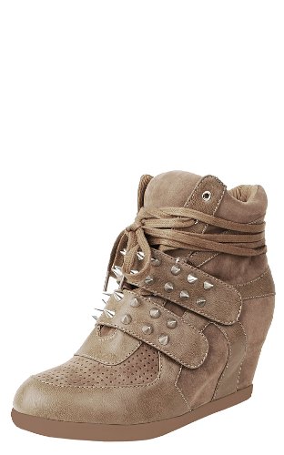 Spiked Wedge Sneakers TAUPE