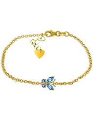 14k Yellow Gold Blue Topaz Butterfly Bracelet