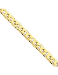 14K Yellow Gold, 6mm Fancy Link Bracelet - 8 Inch