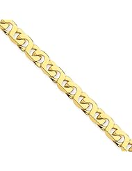 14K Yellow Gold, 6mm Fancy Link Bracelet - 7 Inch