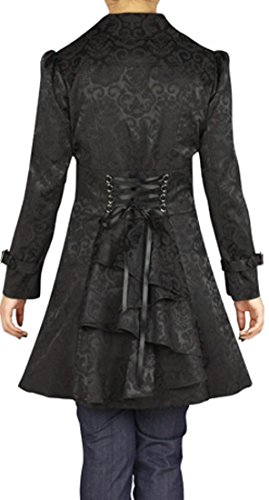 -Foggy Night in Paris- Black Victorian Gothic Corset Ruffle Jacquard Vintage Style Jacket