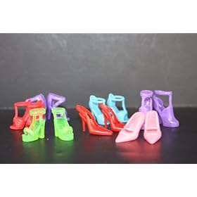 A Large Group of 14 Pairs of Shoes Made to Fit the Barbie Wide Variety of Styles and Colors