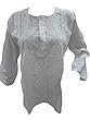 Classic Indian White Embroidered Cotton Tunic Kurti