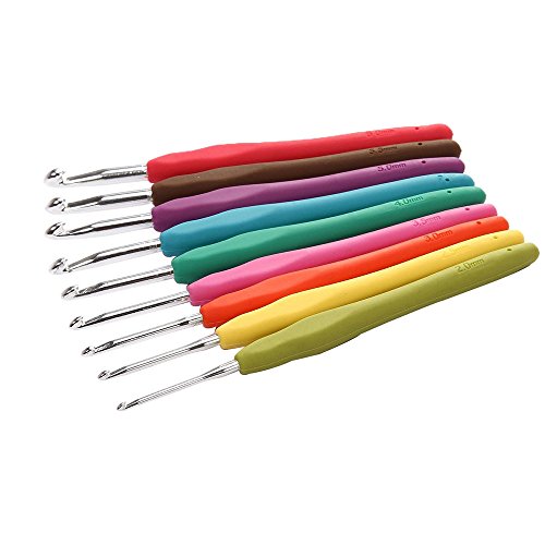 niceEshop(TM) 2mm-6mm Soft Plastic Handle Aluminum Crochet Hooks Needles Set