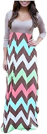 Womens Maxi Boho Long Sleeve Chevron Evening Cocktail Party Dress (XXLarge, Pink)