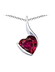 Original Star K (tm) Large 10mm Heart Shape Created Ruby Heart Pendant in 925 Sterling Silver