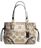 Coach Signature Colette Carryall Handbag Bag Purse Tote 16475 Khaki Python Trim