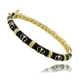 14k Gold Overlay Black Enamel Butterfly Design Children's Bangle