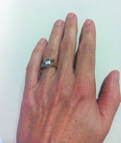 Leather and zamak rectangle ring