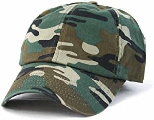 Plain Dad Hat Strapback Vintage Buckle Washed Cotton Ball Cap Unstructured (Camo)