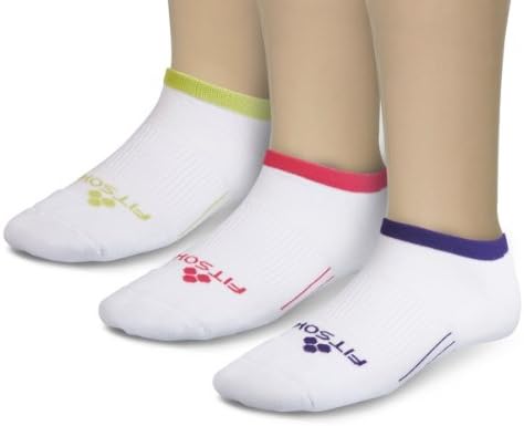 Fitsok Women's CF2 Low Cut Jewelpop (Pack of 3), Large, White/Tri-Color (Lime Green, Pink, Purple)