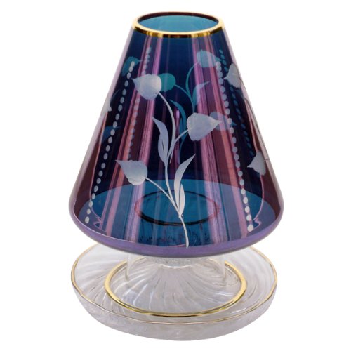 Conical Hand-Engraved Glass Candle - G113