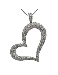 14k White Gold Diamond Heart Pendant.