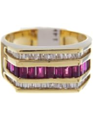 14k Yellow Gold 1.60ctw Ruby & Diamond Rings ( 0.8 Cttw, G-H Color, Si1-si2 Clarity )