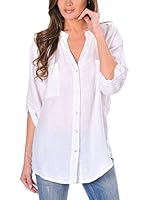 100% lino Camisa Mujer Laurette (Blanco)