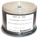 4.7 GB MAM-A (Mitsui) White Thermal Hub Printable/GOLD 8X DVD-R 50-Pak in Cakebox