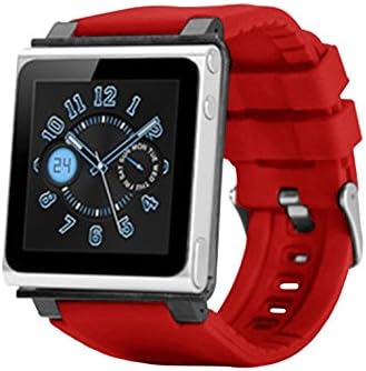 IZ Two Pack Silicone Watch Band Case Cover For Apple iPod Nano 6 6th Generation (Black Red)