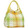 Fontanelli Multicolor Toggle Clasps Woven Leather Tote Bag