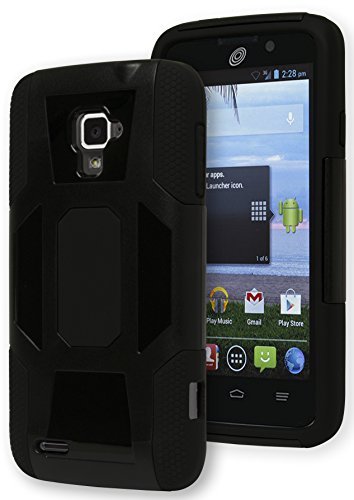 Rapido LTE Case - Bastex Heavy Duty Hybrid Case - Black Silicone Cover with Hard Black Shell Case for ZTE Rapido LTE Z932C