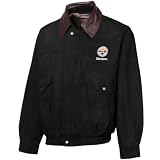 Reebok Pittsburgh Steelers Black Navigator Cotton Canvas Full Zip Jacket (XX-Large)