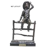 Lil Cowboy on Rail Bronze Statue on Marble Base