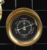 Nautical French Precision Barometer in Antiqued Solid Brass Case with Beveled Glass