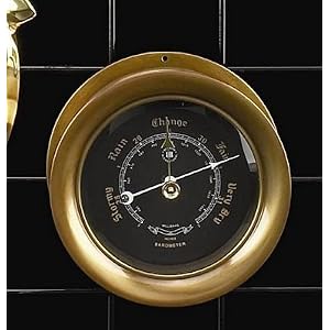 Nautical French Precision Barometer in Antiqued Solid Brass Case with Beveled Glass by