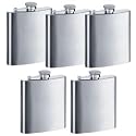 Set of 5 Stainless Steel 6 Oz Liquor Flasks