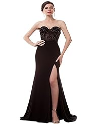 Strapless 2015 Chiffon Beaded Slit Sequined Mermaid Evening Dress/Homecoming Dress/Bridesmaid Dress/Prom Dress 