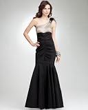 bebe One Shoulder Feather Taffeta Gown