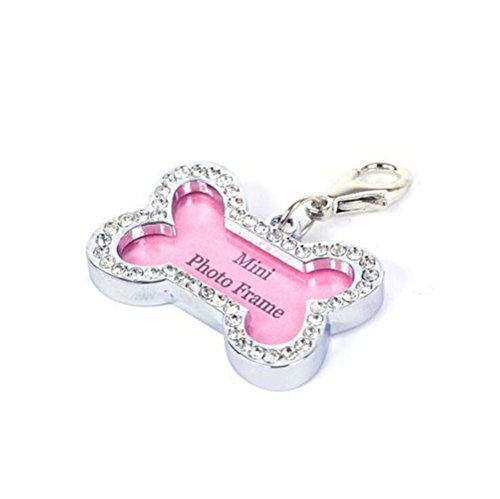 Yosoo Pet ID Tag -Luxury Crystal Decorated Bone Shape Anti Lost Dog Cat Tags Decorated Rhinestone Pack of 2