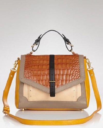 [トリーバーチ] TORY BURCH 797 Leather and Croc-Print Leather Satchel