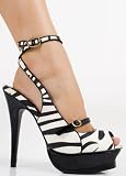 Sexy Hot Designer Chunky Platform Shoe with X-Ankle Strap from Hot Fash Shoes - MUCH Zebra