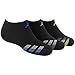 adidas Boys Cushion No Show Socks (Pack of 3), Black/Bold Blue - Light Onix - Semi Solar Yellow, Large