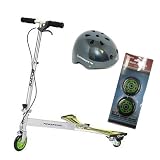 Razor PowerWing DLX Scooter with Replacement Rear Wheels And Youth Carbon Fiber Helmet (Recommended Fit Ages 8-14)
