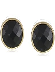 Napier "Shimmery Shine" Gold-Tone Jet Button Earrings