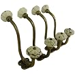 Black and White Set of 4 Antique Style Ceramic Double Wall Hooks, Each a Different Design