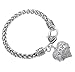 Fusicase Charm Bling Crystal Sparkle Rhinestone Silver Steel Chian Cute Love Hearts Metal Pandent Family Member Bracelets Gift Jewelry(Little Sister)