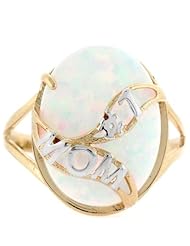 14k Solid Gold Whale Tail #1 Mom White Lab Opal Ring